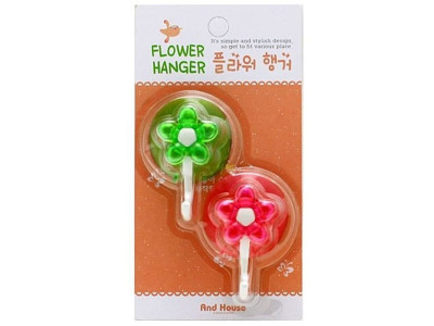 우일 컬러 플라워 흡착 고리 2p 벽후크 벽고리 벽걸이 흡착고리 벽고정걸이