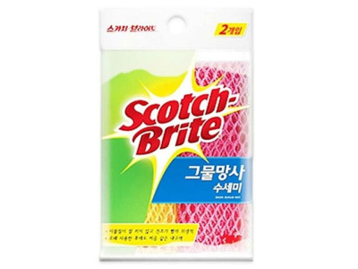 3M 스카치 브라이트 그물 망사 수세미 2p 스폰지수세미 부억수세미 가정용수세미 주방수세미 다목적수세미