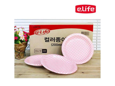 이라이프 종이접시 200 핑크200p 일회용 칼라종이접시