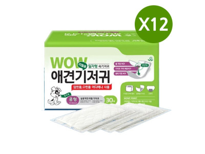 기저귀형 배변패드 일자 중형 30매 12개 애견배변패드 강아지배변패드