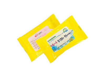 판촉 인쇄무료 홍보용 노랑물티슈 10매 1000개 물휴지 전도용 교회용 사은품 휴대용