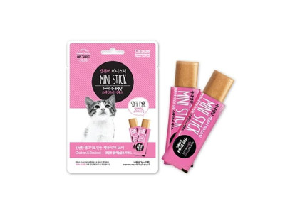 캣퓨어 미니스틱 닭가슴살 씨푸드 7g x 8ea 고양이 캣 냥이 사료 캔 영양 고급 간식 스낵