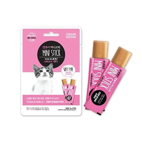 캣퓨어 미니스틱 닭가슴살 씨푸드 7g x 8ea 고양이 캣 냥이 사료 캔 영양 고급 간식 스낵