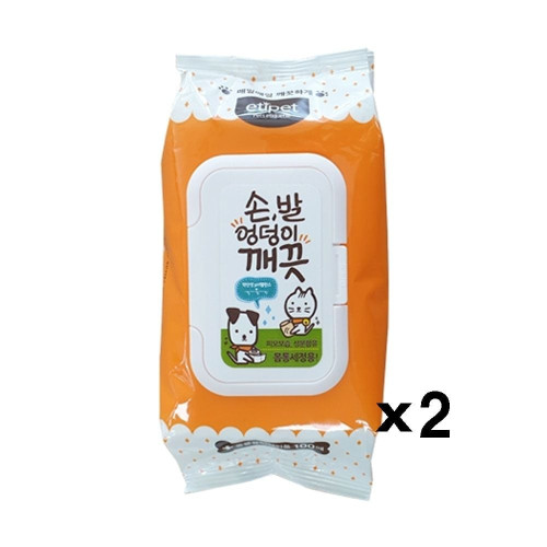 깨끗티슈 100매 몸통세정용 X2 산책후 배변후 클리너