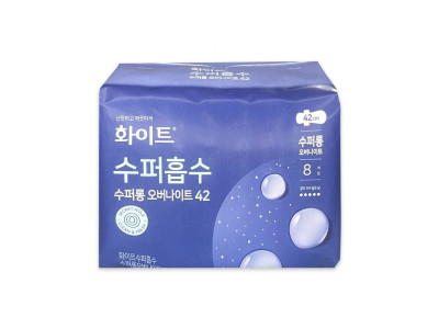 화이트 생리대 수퍼흡수 수퍼롱 오버나이트 42cm 8매