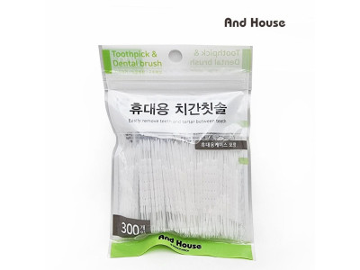휴대용 치간칫솔 300p+휴대용케이스 일회용 미세모