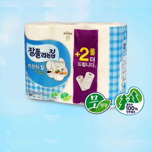 잘풀리는집 블루 130매 키친타월 4+2롤
