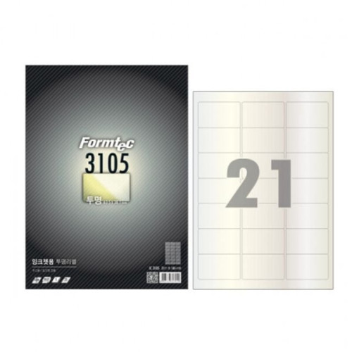폼텍 잉크젯 투명라벨 lc-3105 21칸 5매