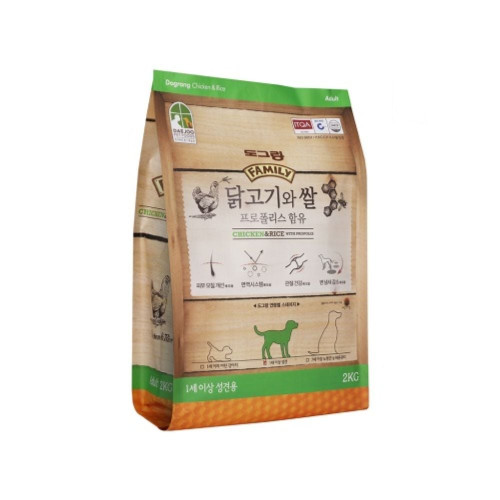 독 사료 훼미리 닭고기와 쌀 어덜트 2kg