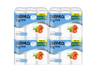 크리넥스 안심 키친타올 120매 4+2롤x4팩