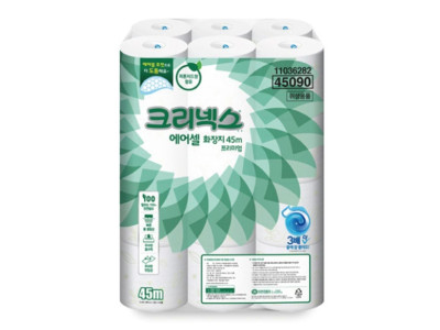 두루마리 화장지 크리넥스 물에 24롤 녹는 45m 에어셀