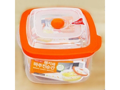 PJ전자렌지용기(정사각 1000ml) 2P 렌지용기 렌지그릇