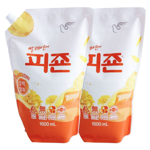 피죤 섬유유연제 1600ml + 1600ml 리필 옐로미모사