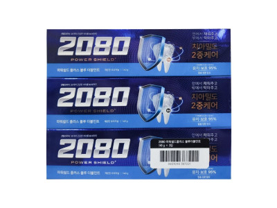 2080 치약 파워쉴드 플러스 블루 더블민트 140g 3입