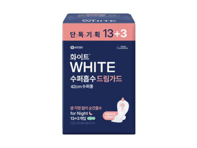 화이트 슈퍼롱 오버나이트 16입 1P 와이드 생리대