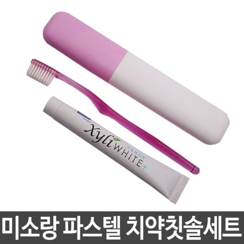 파스텔 치약칫솔세트 케이스+칫솔+치약 구성