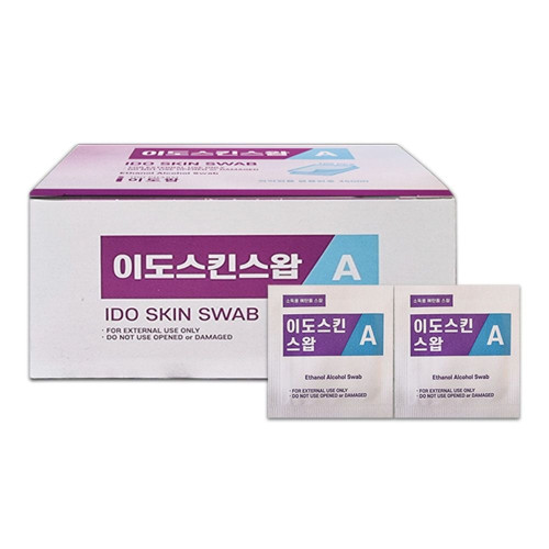 국산 이도팜 이도스킨스왑A 100매 1통 일회용 소독솜