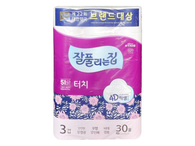 잘풀리는집 도톰한 3겹30롤 터치픽셀 엠보싱화장지 -O