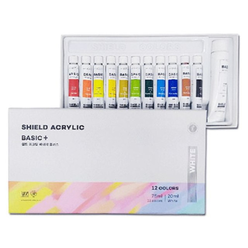 쉴드 베이직플러스 아크릴물감학생용 7.5ml 12색