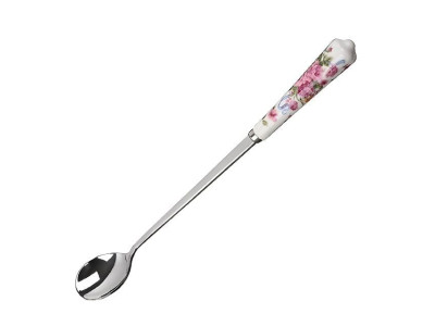 핑크빛 장미 도자기 롱스푼 유럽풍 약20.5cm