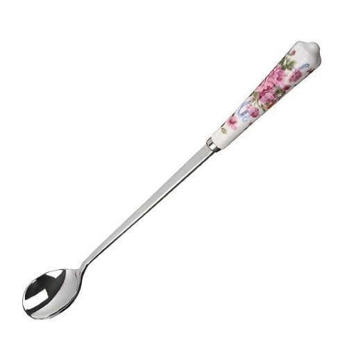 핑크빛 장미 도자기 롱스푼 유럽풍 약20.5cm