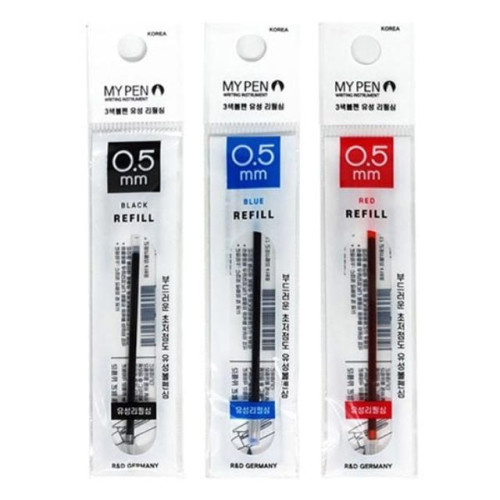 마이펜)3색볼펜 리필심(0.5mm/검정)-다스(12개입)