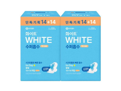 화이트 수퍼흡수 맥시슬림 중형 생리대 14+14 x2개