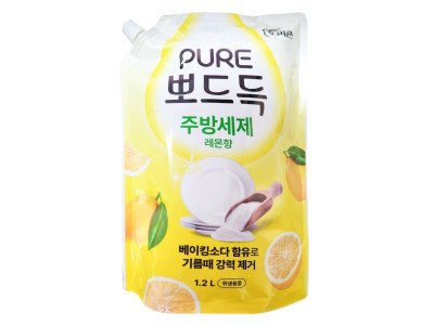 피죤 퓨어 뽀드득 주방세제 리필 레몬향 1.2L