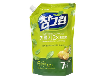 참그린 레몬 녹차 뽀드득 주방세제 리필 1.2L -O