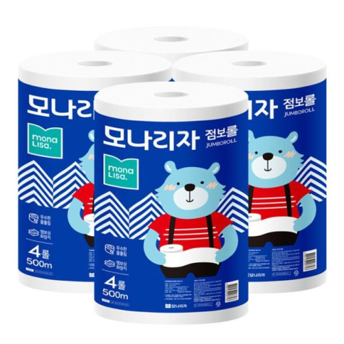 모나리자 녹스 점보롤 화장지 1겹 500m 4롤 4팩