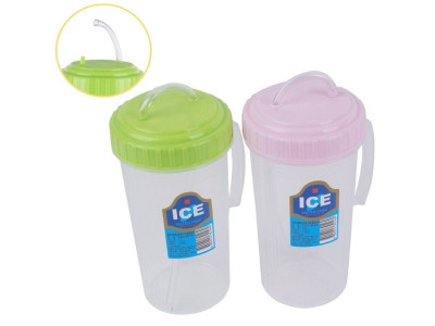 손잡이 뚜껑빨대 물병-색상랜덤 1p 400mL 휴대용