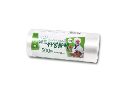쉐프 롤백 17x25 500매 위생비닐백 다용도 식품보관용 대용량롤타입