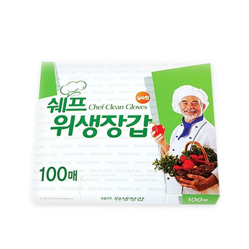 쉐프 위생장갑 100매 비닐장갑 일회용장갑 1회용장갑