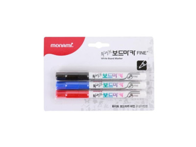 모나미 화이트보드마카 FINE - 흑청적 3색세트