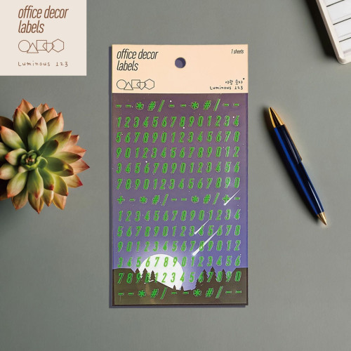 퍼니스티커 LM-002 야광 숫자 PVC 오피스데코 스티커