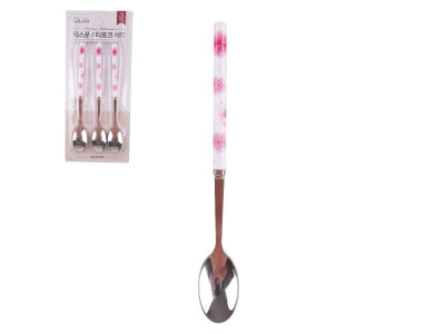 스텐 꽃 티스푼 3p 약15cm 커피 미니숟가락 간식