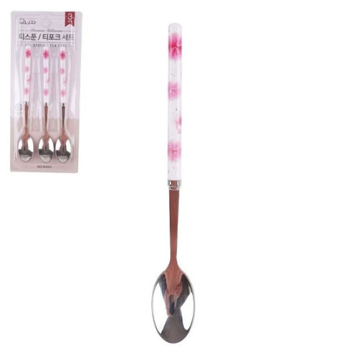 스텐 꽃 티스푼 3p 약15cm 커피 미니숟가락 간식
