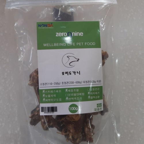 애견 수제간식 제로나인(오리도가니100g)