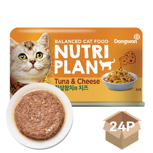 고양이 토핑 캔간식 흰살참치 치즈 160g 24P 통조림