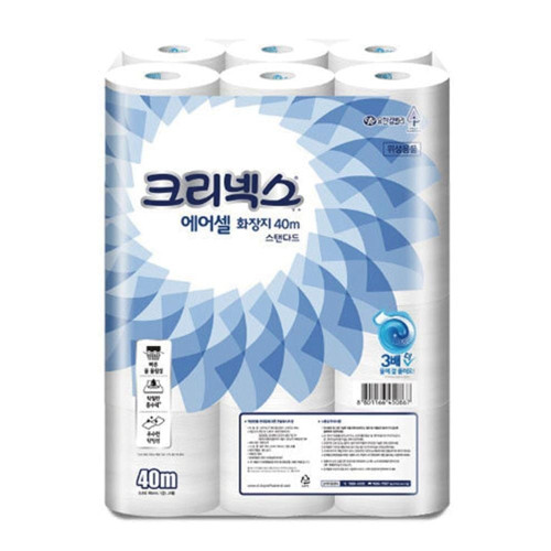 화장지 두루마리 크리넥스 40m 에어셀 녹는 물에 24롤