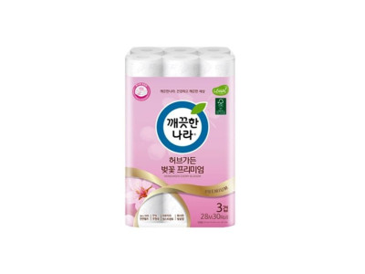깨끗한나라 허브가든 벚꽃프리미엄 롤 화장지 30롤