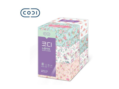 코디 뉴플라워 미용티슈 2겹 갑티슈 각 250매x6입