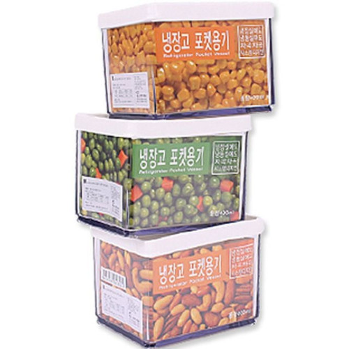 냉장고 포켓용기(4호)400ml3개