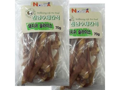 천연수제간식 돼지귀 슬라이스70g