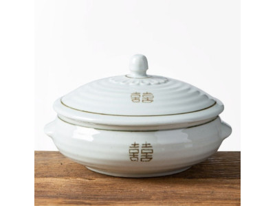 이천도자기 희고백자 뚜껑 찜기 대 21cm 그릇 식기