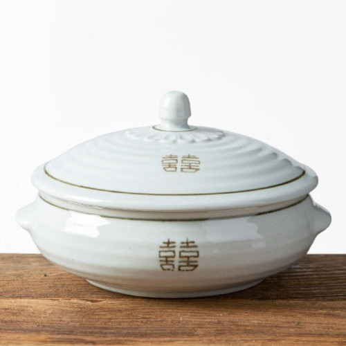 이천도자기 희고백자 뚜껑 찜기 대 21cm 그릇 식기