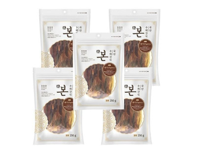 강아지간식 돼지귀 슬라이스 250g 5P 애견 수제 건조