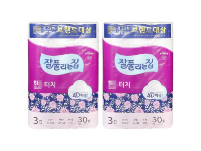 잘풀리는집 도톰한3겹30롤 터치 엠보싱화장지 2개-O