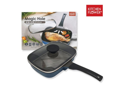 키친플라워 매직홀 생선팬 27x21cm 냄새연기없는 구이