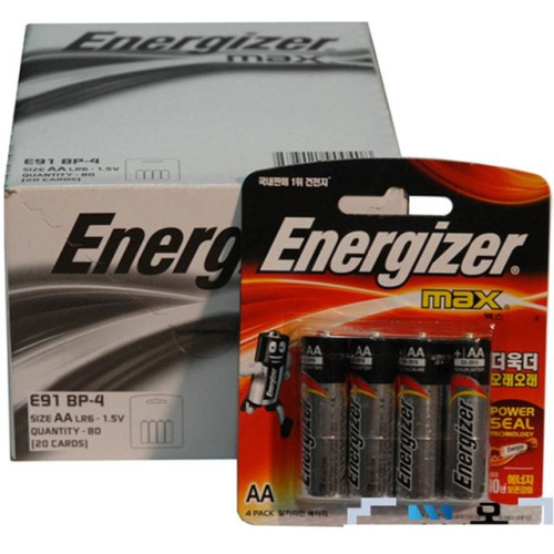 에너자이저 맥스 AA 4 건전지 (1.5V) 80알(20카드)